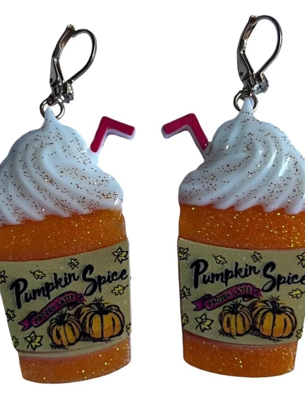 Betsey Johnson Pumpkin Spice Cup Dangle Earrings - Orange, White & Pink